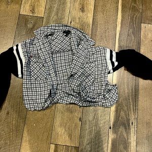 Forever 21 Baseball Plaid knitted sleeve button up Jacket